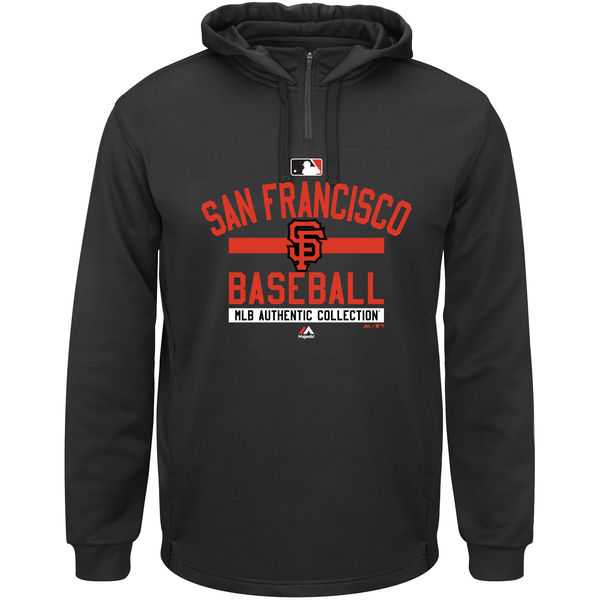 Men San Francisco Giants Majestic AC Team Property On-Field Solid Therma Base Hoodie Black->san francisco giants->MLB Jersey